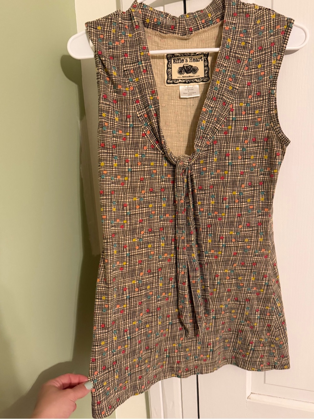 ModCloth Effie’s Heart Della Tie Front Sleeveless Shirt Small